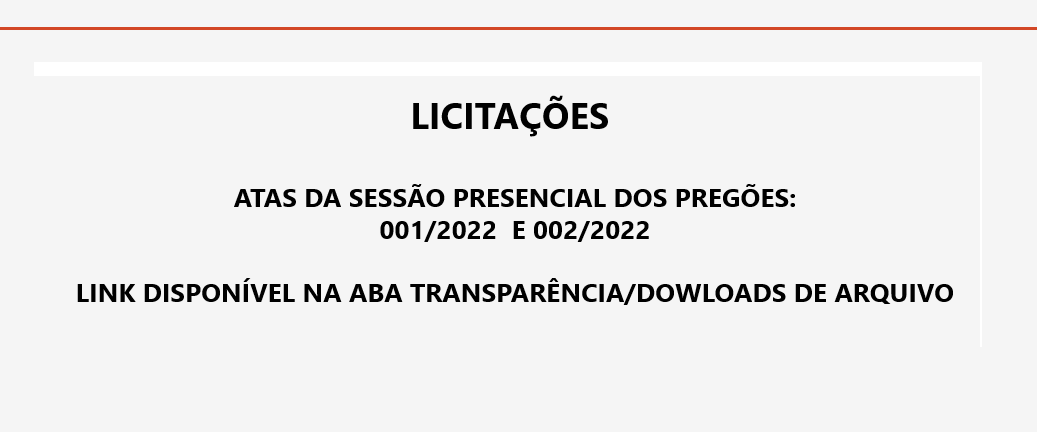 LICITAÇÕES - PREGÃO 001 E 002 / 2022